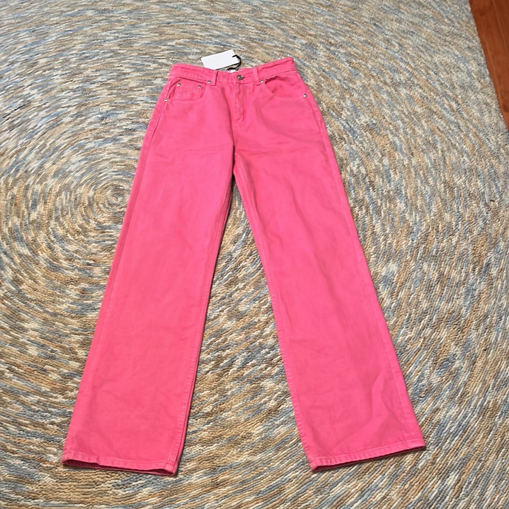 Grey lab color wash pink wide leg jeans - so cute!